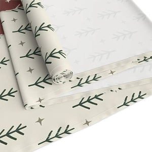 Rust & Cream Minimal Pine Table Runner — Rustic Holiday Dining Decor