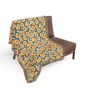 Boho Floral Woven Blanket