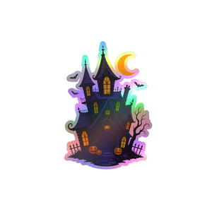 Haunted halloween castle kiss-cut vinyl decal - home decor decals