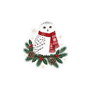 Christmas snowy owl kiss-cut vinyl decal - home decor decals