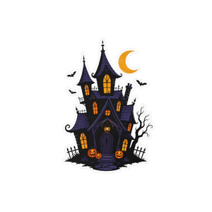 Haunted halloween castle kiss-cut vinyl decal - home decor decals