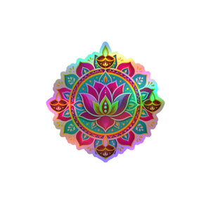 Colorful lotus mandala kiss-cut vinyl decal - home decor decals