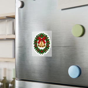 Christmas bell wreath kiss-cut vinyl decal - home decor decals