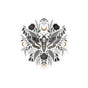 Gothic death’s head moth kiss-cut vinyl decal - home decor decals