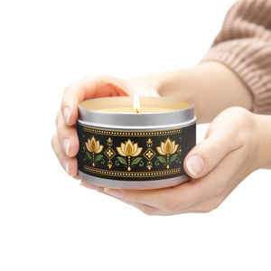 Lotus flower pattern tin candle - candles