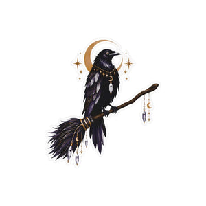 Mystical raven moon kiss-cut vinyl decal - home decor decals