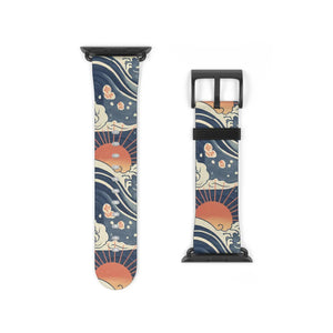 Sunrise wave watch band, japanese pattern apple strap - bands