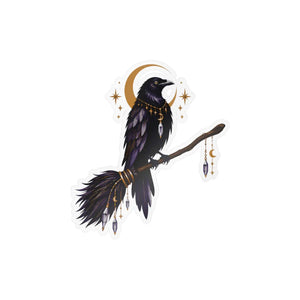 Mystical raven moon kiss-cut vinyl decal - home decor decals