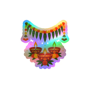 Diwali diyas and marigold toran kiss-cut vinyl decal - home decor decals