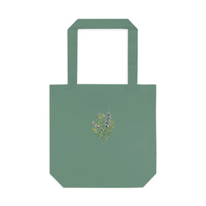 Floral Embroidered Bouquet Tote Bag - Delicate Wildflower Cotton Shopper