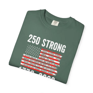 250 Strong 1776-2026 T-shirt, Patriotic American Flag Independence Day Tee - T-shirts - m