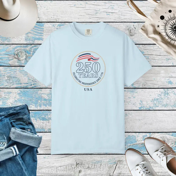 T-shirt - 250 Years Independence Usa Patriotic Anniversary Tee - Dipaliz Chambray / s