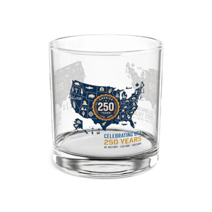250 Years Usa Map Rocks Glass – Commemorative 10oz Whiskey Tumbler - Tumblers