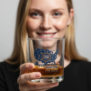 250 Years Usa Map Rocks Glass – Commemorative 10oz Whiskey Tumbler - Mug