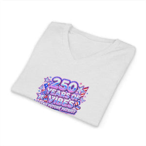 Retro Patriotic 250th V-neck Tee - Lightweight Cotton - Dipaliz - V-neck