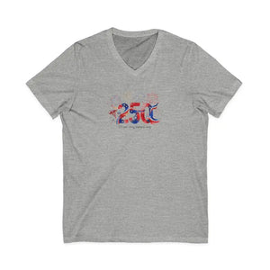 250th Anniversary Patriotic V-neck - Fireworks Celebration Shirt - Dipaliz - Athletic Heather / s - V-neck