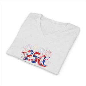 250th Anniversary Patriotic V-neck - Fireworks Celebration Shirt - Dipaliz - V-neck