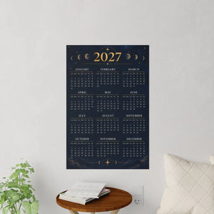 2027 Moon Phase Calendar Wall Decal — Celestial Yearly Planner