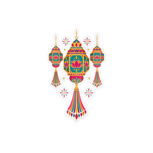 Colorful diwali lantern kiss-cut vinyl decal - home decor decals