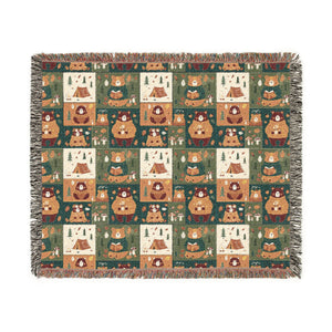 Cozy Cabin Patchwork Woven Blanket — Rustic Lodge Throw for Living Room & Cabin Decor