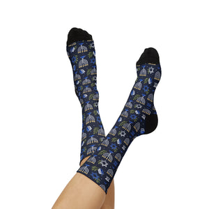 Hanukkah Menorah Pattern Socks