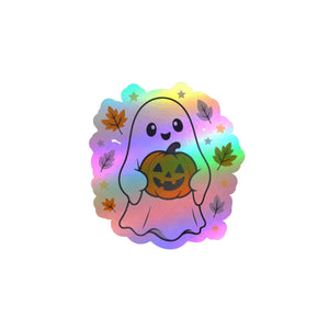 Cute ghost pumpkin halloween kiss-cut vinyl decal - home decor decals