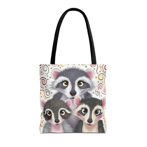 Three Racoons, All Over Print Tote Bag