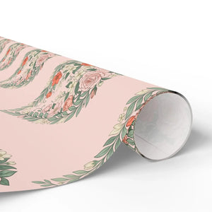 Floral pink wrapping paper roll, romantic rose pattern gift wrap