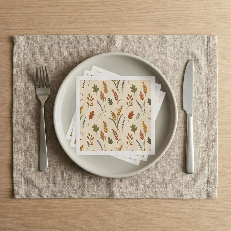 Autumn Meadow Cocktail Napkins — Fall Floral Disposable Party Napkins