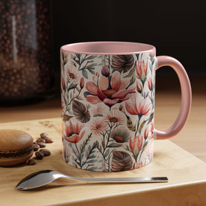 Flowers and birds, Accent Coffee Mug, 11oz