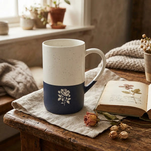 Engraved rose speckled ceramic mug - mugs