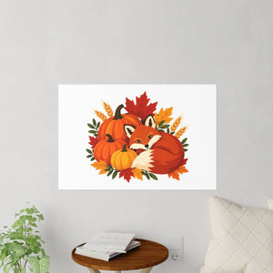 Autumn fox and pumpkins fall wall decal - decals