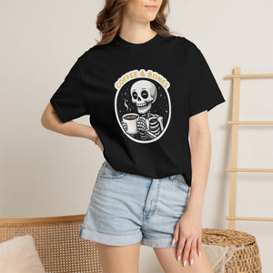 T-Shirt — "Coffee & Bones" Skeleton Coffee Graphic Tee