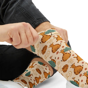 Cute Giraffe Pattern Sublimation Socks — Fun Animal Crew Socks for Kids & Adults