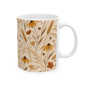 Glazed ceramic surface of the DipaliZ autumn wildflower coffee cup