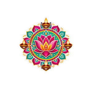 Colorful lotus mandala kiss-cut vinyl decal - home decor decals