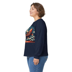 Japanese koi dragon ocean waves “keep moving” long sleeve tee - t-shirts