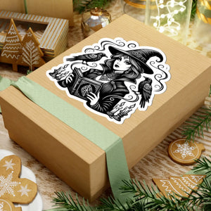Witch figure set low in the square of the DipaliZ gothic sticker