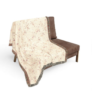 Woven Blanket — Reversible Cozy Throw with Neutral Floral & Speckled Night Sides