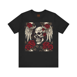 Skulls, Roses and wings for Halloween , Unisex Jersey Short Sleeve Tee