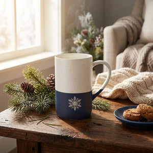 Snowflake engraved ceramic mug - mugs