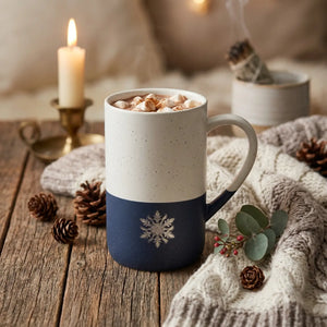 Snowflake engraved ceramic mug - mugs
