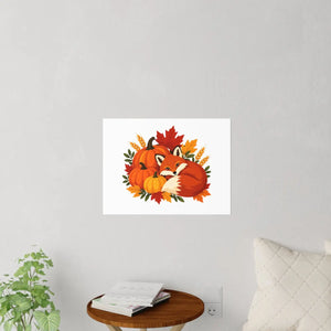 Autumn fox and pumpkins fall wall decal - decals