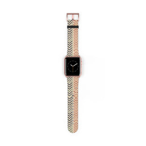 Close view of the rust and bone chevron repeat on a DipaliZ watch band