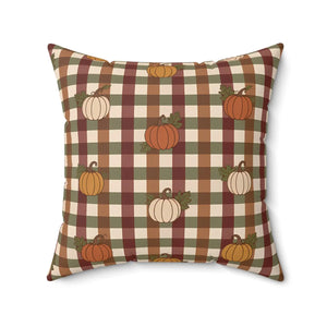 Autumn Pumpkin Plaid Pillow