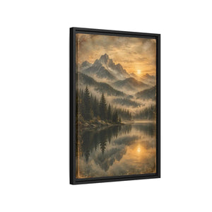 Framed canvas mountain lake sunset landscape wall art - printable