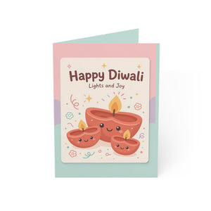 Personalized, Diwali Greeting Cards — 'Happy Diwali: Lights and Joy' Festive Card Pack (1/10/30/50 pcs)