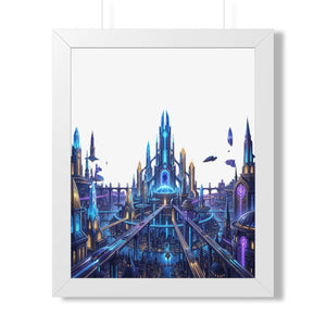 Dipaliz a futuristic city framed vertical poster - posters prints & visual artwork