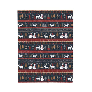 Christmas Reindeer, Snowman and decorations, Velveteen Plush Blanket