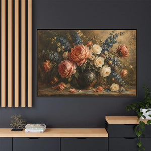 Vintage floral bouquet framed canvas wall art - printable